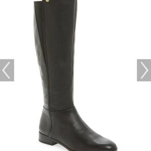 Black leather knee high boots